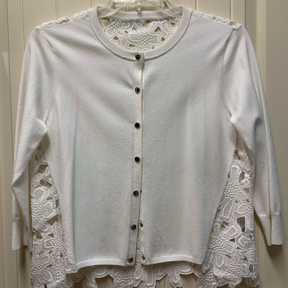 White sweater! Lace back